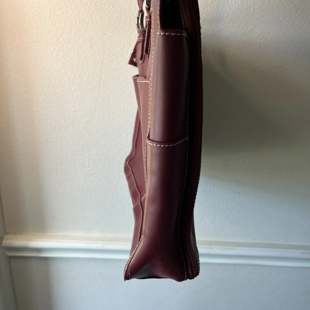 Frank Covey Leather Briefcase Messenger Bag Office Laptop Satchel Shoulder Red